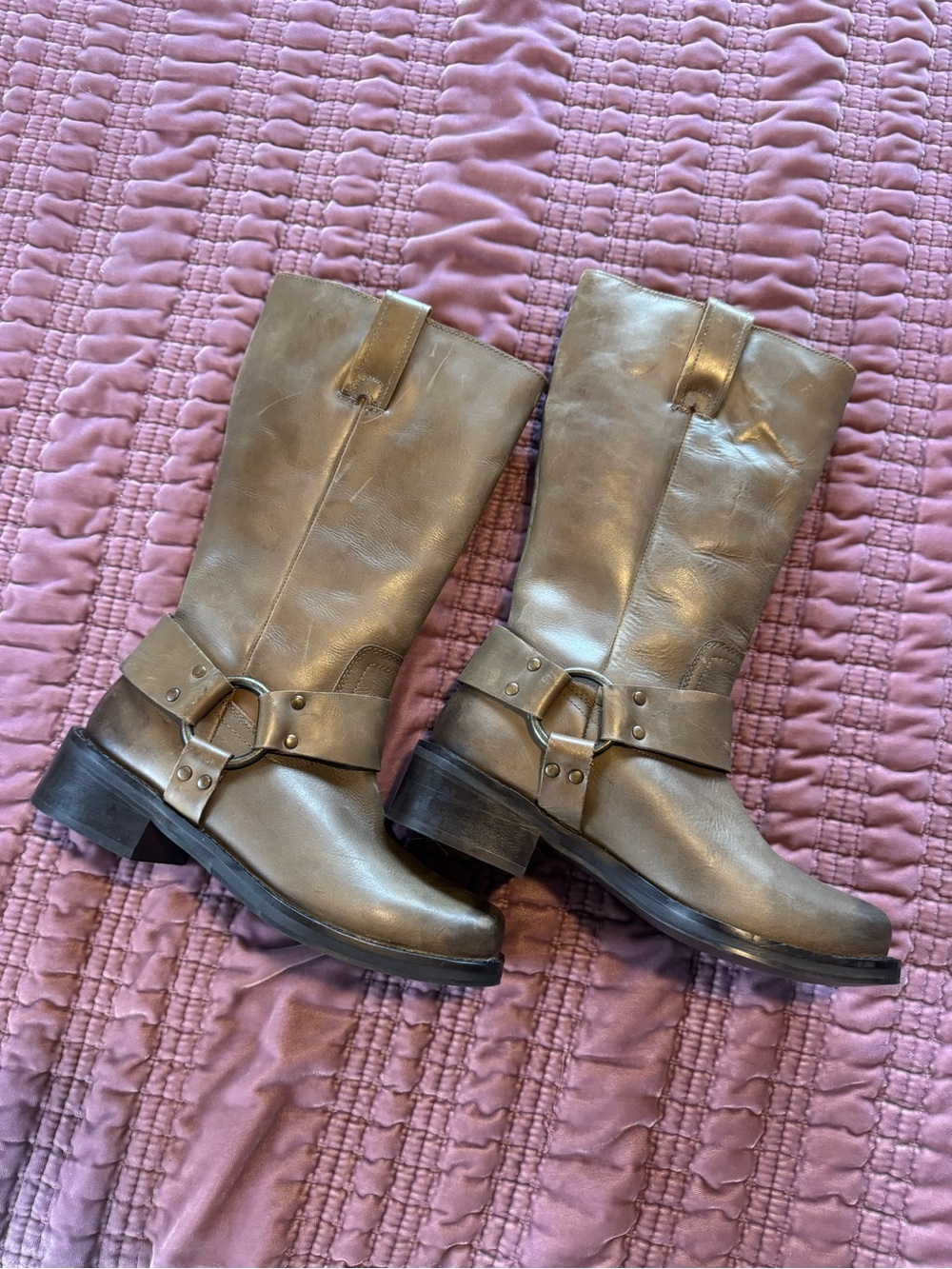 Urban Outfitters Taupe Brown Leather Heeled Boots